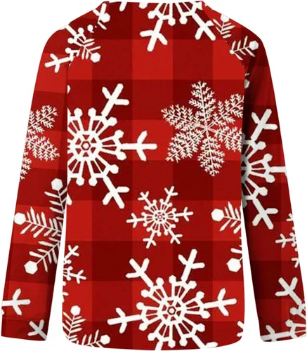 Vista 4 de Mzkdieey Sudadera navideña de manga larga para mujer, con estampado de Papá Noel, manga raglán, cuello redondo, suéter de regalo de Navidad