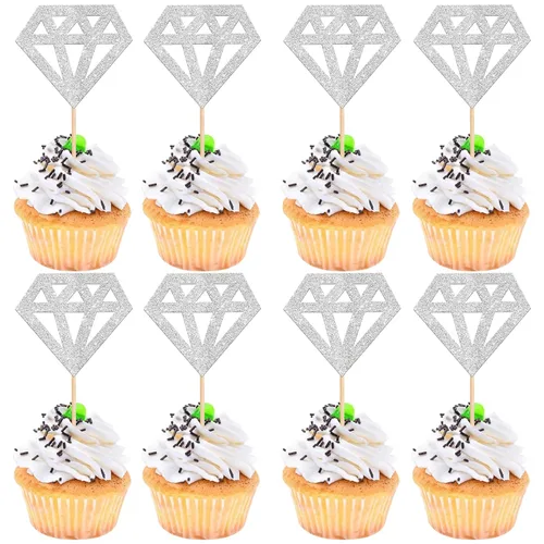 Vista 16 de 24 piezas de decoración para cupcakes con anillo de corazón, para despedida de soltera, bodas, compromisos, despedidas de soltera, suministros