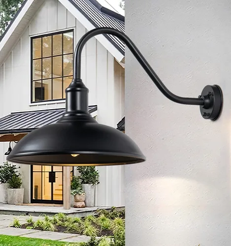 Vista 8 de Luz de granero grande de 15 pulgadas, con cuello de cisne al aire libre, impermeable, para montaje en pared, ideal para granja, almacén, escaparate