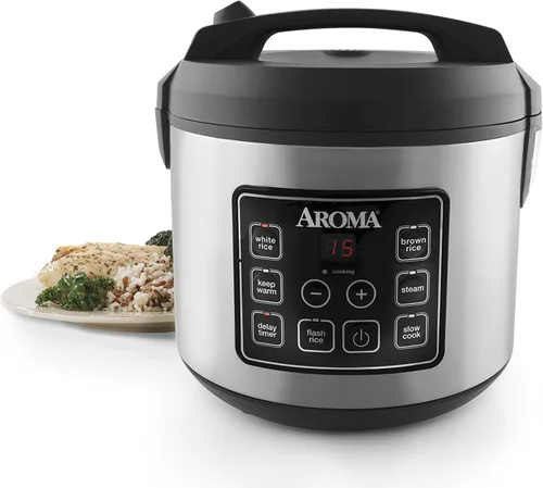 Vista 7 de Aroma Housewares olla arrocera digital de 20 tazas (cocidas) (10 tazas sin cocer), olla de cocción lenta, vaporera de alimentos, exterior de acero