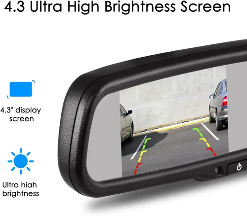 Vista 3 de Cámara espejo AUTO-VOX M8 con pantalla táctil IPS de 4.5" Full HD 1080p. Easy to Install, Smooth Live View with IP 68 Waterproof Backup Camera for