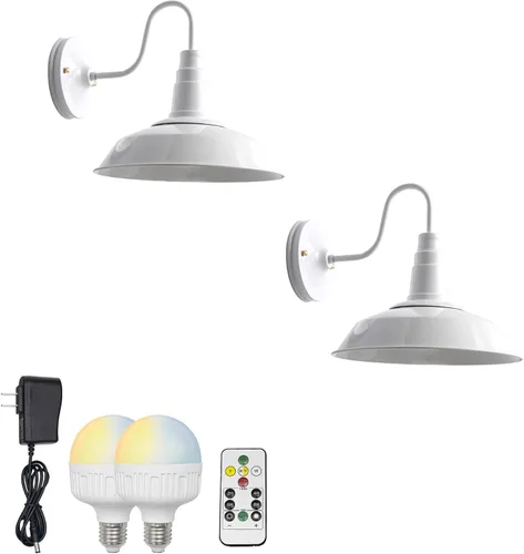 Vista 10 de Fácil de cargar e instalar, control remoto, batería recargable inalámbrica, funciona con atenuación continua, aplique de pared de diseño vintage