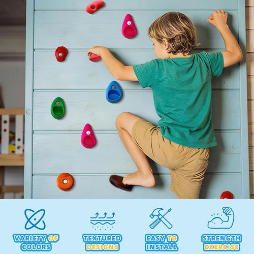 Vista 5 de 20 piezas de pared de escalada en roca para niños, agarres de pared de escalada en roca, kits de agarres de pared de escalada para adultos que