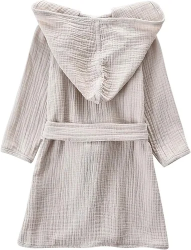 Vista 2 de Bata de baño de algodón orgánico, suave y transpirable, bata de bebé para niños, bata de muselina con capucha para niños y niñas