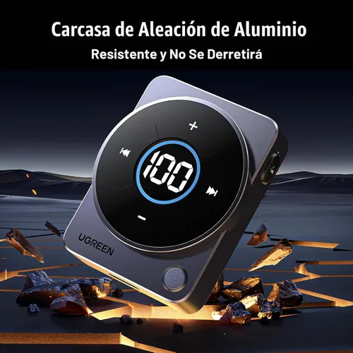 Vista 7 de UGREEN Adaptador Bluetooth 5.4 para automóvil, [cancelación de ruido] Receptor Bluetooth Aux para automóvil, receptor de audio inalámbrico de 3.5mm