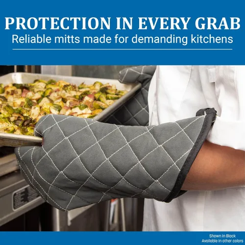Vista 4 de San Jamar 800FG13-BK BestGuard - Guantes de horno comerciales con protección contra el calor hasta 450° F (par), 13 pulgadas de largo, color negro