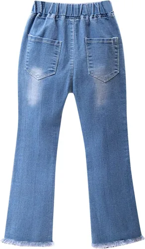 Vista 6 de Pantalones Vaqueros para niñas pequeñas, pantalones vaqueros largos de color sólido bonitos, pantalones vaqueros