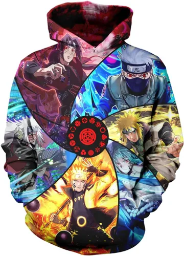 Vista 2 de EYEZER Sudadera con capucha de anime 3D para cosplay, sudadera con capucha de anime japonés