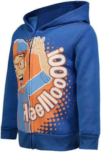 Vista 2 de Blippi Sudadera con capucha y cremallera para niños pequeños y niños grandes - Azul