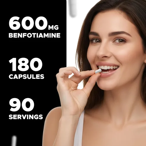 Vista 6 de Vitabod Benfotiamina 600mg - 180 cápsulas vegetarianas - Suplemento de vitamina B1 soluble en grasa