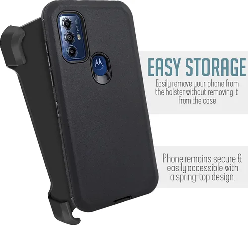 Vista 5 de Customerfirst - Funda para teléfono Motorola Moto-G Pure: G Play 2023 G Power 2022, con funda de clip para cinturón, resistente, a prueba de Negro