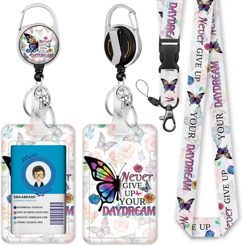 Vista 39 de Cordones negros para insignias de identificación, soporte retráctil para insignias de trabajo, cordón con soporte para tarjeta de crucero, llavero