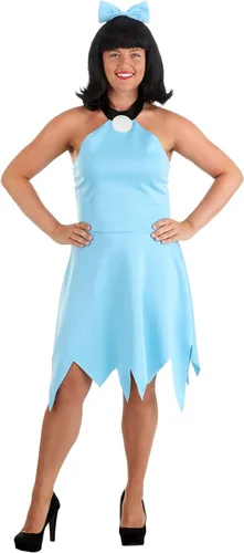 Vista 8 de Flintstones Betty Rubble Costume for Women, Blue Dress Cavewoman Outfit for Stone Age Dress-Up & Halloween
