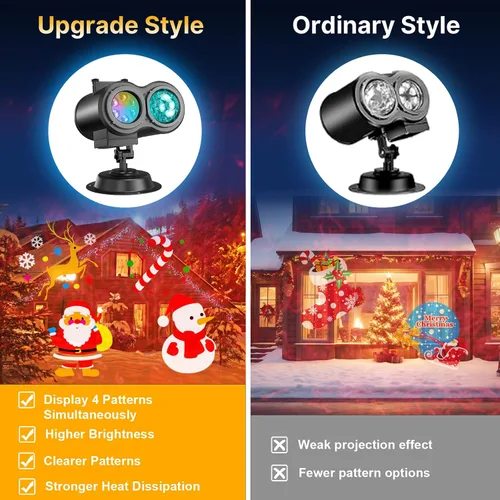 Vista 4 de Proyector de luces de Navidad de Halloween con 4 grandes patrones, para exteriores, 29 efectos, luz de proyector de vacaciones al aire libre 2 en 1