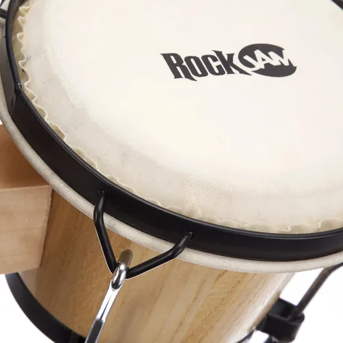 Vista 5 de Conjunto de Bongós RockJam de 7" y 8" con Bolsa Acolchada y Llave de Afinación