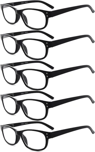 Vista 10 de Eyekepper Gafas de lectura clásicas para hombre, paquete de 5 con bisagras de resorte