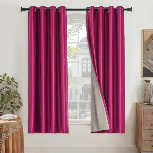 Vista 12 de GIGIZAZA Cortinas de terciopelo 100% opacas de 72 pulgadas, 2 paneles, cortinas negras para ventana, con aislamiento térmico, cortina de lujo