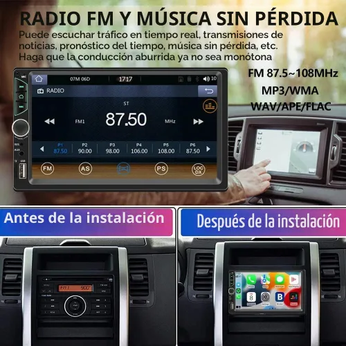 Vista 4 de Estéreo de Auto Doble DIN con Apple CarPlay Inalámbrico, Android Auto Inalámbrico, Pantalla Táctil HD de 7 Pulgadas, Radio de Coche con Bluetooth