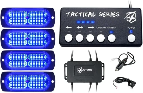 Vista 8 de Xprite Kit de 24 luces estroboscópicas LED ámbar de montaje en superficie con panel de control, conjuntos de luces de advertencia de emergencia