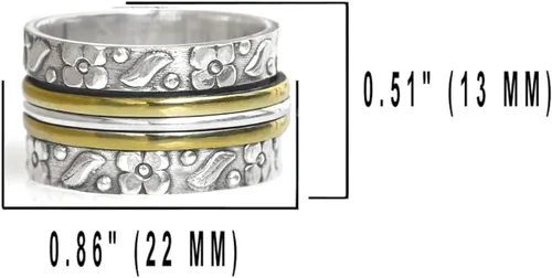Vista 6 de YoTreasure Blue Topaz Solid 925 Sterling Silver Brass & Copper Meditation Spinning Ring