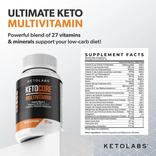 Vista 2 de Ketocore Keto Vitaminas Multivitamínico Keto para hombres y mujeres Suplementos cetogénicos y suplementos dietéticos carnívoros, multivitamínico