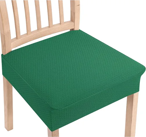 Vista 26 de Smiry Juego de 2 fundas de asiento elásticas de jacquard para sillas de comedor, extraíbles y lavables, sin fundas traseras, color azul aireado