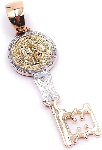Vista 2 de San Benito chapado en oro y plata de 1,6 pulgadas cadena de bolas unisex
