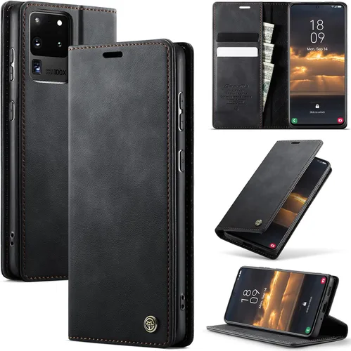 Vista 99 de Funda tipo cartera para Samsung Galaxy Z Fold 7 de piel con tarjetero y función atril, cierre magnético, bloqueo RFID, TPU a prueba de golpes, Negro