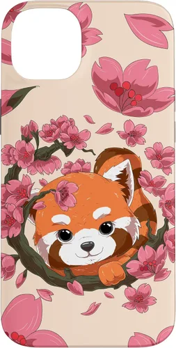 Vista 14 de Funda para iPhone 15 Pro Cute Red Panda y Sakura Cherry Blossom