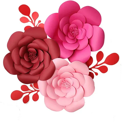 Vista 5 de Decoraciones gigantes de flores para fiestas, flores de papel para boda, telón de fondo, flores hechas a mano para guardería, decoración de pared