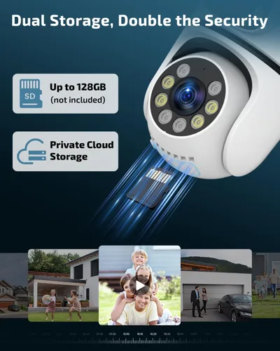 Vista 7 de OHWOAI Cámara de seguridad al aire libre inalámbrica de doble vista, cámaras de vigilancia 2.4G/5G WiFi PTZ con visión nocturna a