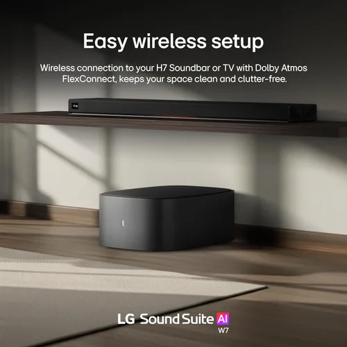 Vista 9 de LG W7 Sound Suite - Subwoofer inalámbrico – graves profundos de 8 pulgadas, Dolby Atmos FlexConnect, televisores compatibles, barra de sonido H7