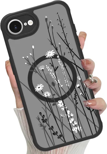Vista 85 de Funda magnética para iPhone 17 Pro [compatible con MagSafe], bonita funda de moda con estampado de leopardo negro, translúcida, mate, parte trasera
