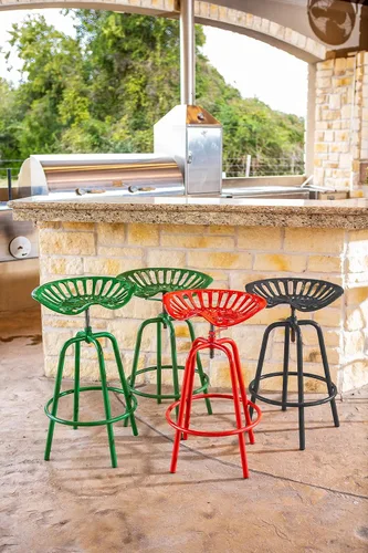 Vista 2 de Leigh Country Taburete giratorio para asiento de tractor, metal rojo, montaje KD para interior/exterior