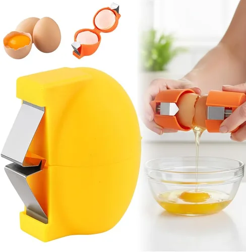 Vista 13 de Abridor de cáscara de huevo, separador de huevos de acero inoxidable para huevos crudos, herramienta de galleta, utensilios de cocina, cortador