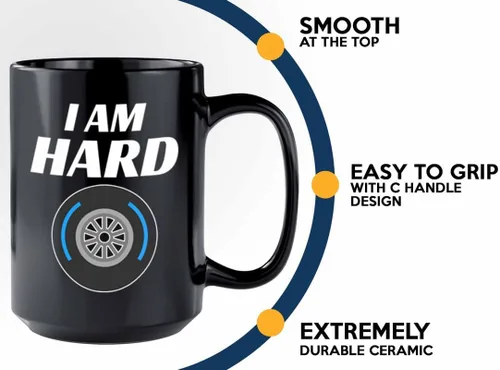 Vista 4 de Taza de café Racer de 15 onzas, color negro, I'm Hard - Fuel Speed Racer Car Guys Circuit Automotive Racing Boy Regalos para él, papá, hombres, novio