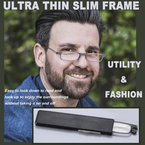 Vista 2 de touk Anteojos de lectura plegables anti luz azul UV, ultra delgados TR90 lectores con estuche compacto portátil para hombres y mujeres, 2