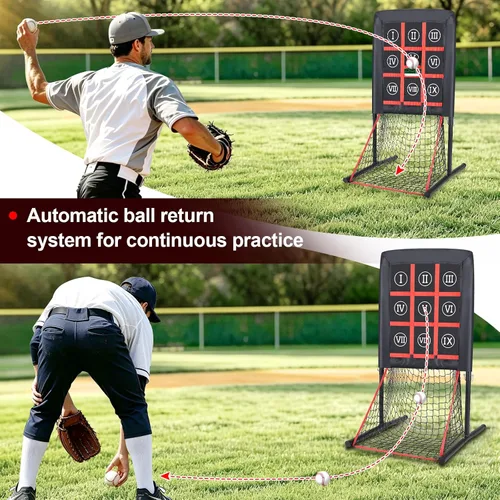 Vista 3 de 9 Hole Pitching Net with Strike Zone Target,Adjustable Heights