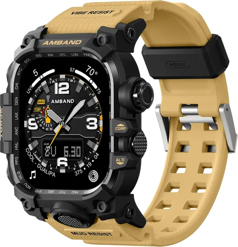 Vista 14 de amBand - Carcasa compatible con Apple Watch SE 3/SE 2/SE/6/5/4 de 1.732 pulgadas, M3 de 1.732 pulgadas, resistente correa táctica, protector