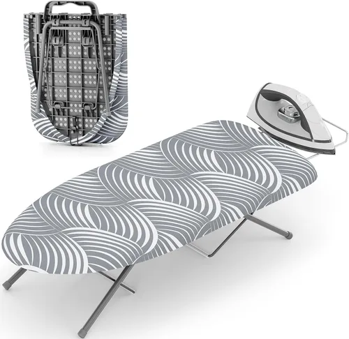 Vista 8 de KINGBOARD Tabla de planchar de mesa, tablas de planchar pequeñas con soporte para plancha, tabla de planchar plegable, cubierta extragruesa, tabla