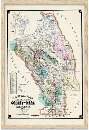 Vista 6 de G.H. Goddard Napa County California 1895 Vintage Map – Cartografía antigua reproducción de arte de pared, arte histórico del país vinícola