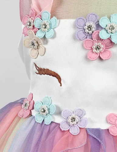 Vista 5 de FENGMAX Disfraz de unicornio para niñas pequeñas con diadema