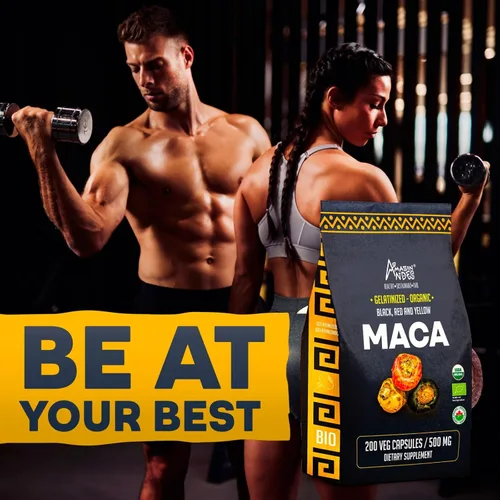 Vista 5 de Cápsulas de maca negra, roja y amarilla premium l 3000 mg que sirven para mayores niveles de energía y rendimiento físico l Potente antioxidante