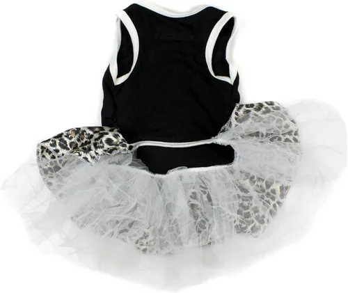 Vista 2 de Petitebella Vestido para perro cachorro con tema de leopardo liso (leopardo negro/beige, talla XS)