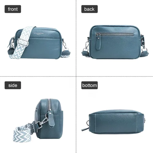 Vista 2 de Bolsos cruzados de cuero para mujer, bolso cruzado de moda para cámara, bolso de mano con correa de guitarra, bolso cruzado pequeño