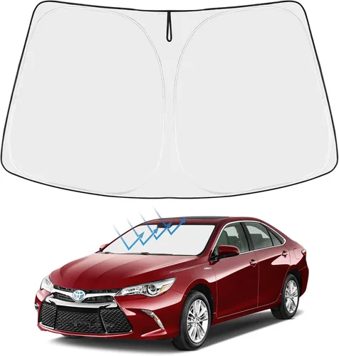 Vista 64 de Proadsy Parasol para parabrisas Rivian R1S 2022-2025 2026 de 4 capas plegable, protector de parasol frontal que bloquea los rayos UV, mantiene