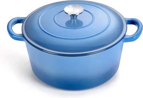 Vista 20 de TeamFar Horno holandés de hierro fundido esmaltado, olla pequeña de 3 cuartos de galón con tapa, olla de hierro fundido resistente para hornear pan