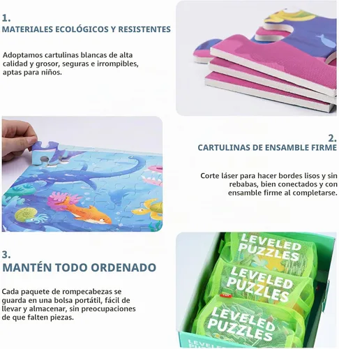 Vista 4 de TOI Rompecabezas nivelados para niños de 4 a 6 años, aprendizaje preescolar