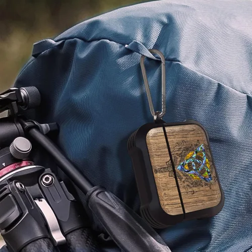 Vista 24 de Carveit Funda de madera para AirPods Pro de 2ª/1ª generación, grabado artístico de madera e incrustación hecha a mano, cubierta de TPU a prueba