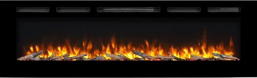 Vista 9 de PuraFlame Alice - Chimenea eléctrica empotrada de 36 pulgadas, montaje al ras para montante de 2 x 6, juego de troncos y cristal, calentador